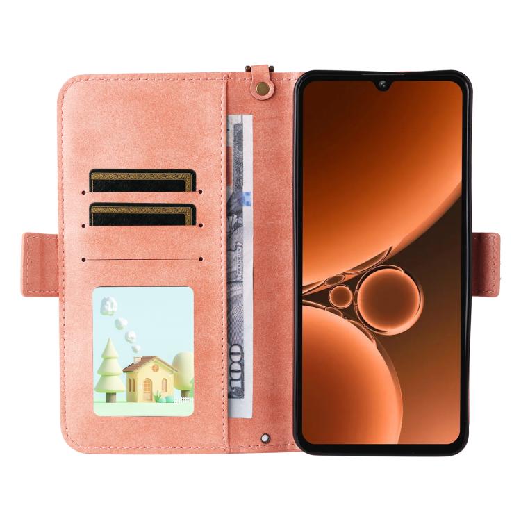 For Oukitel C59 Pro Multi-card Slots Crossbody Cowhide Leather Phone Case