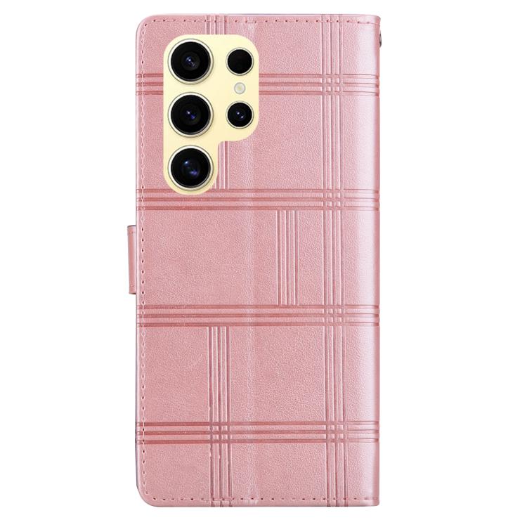 For Samsung Galaxy S25 Ultra 5G Embossed Checkered Leather Phone Case