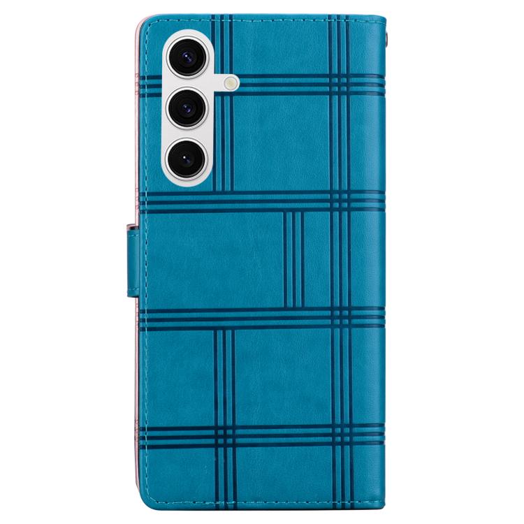 For Samsung Galaxy S25 5G Embossed Checkered Leather Phone Case