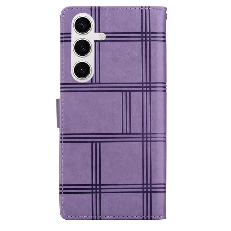 For Samsung Galaxy S25 5G Embossed Checkered Leather Phone Case