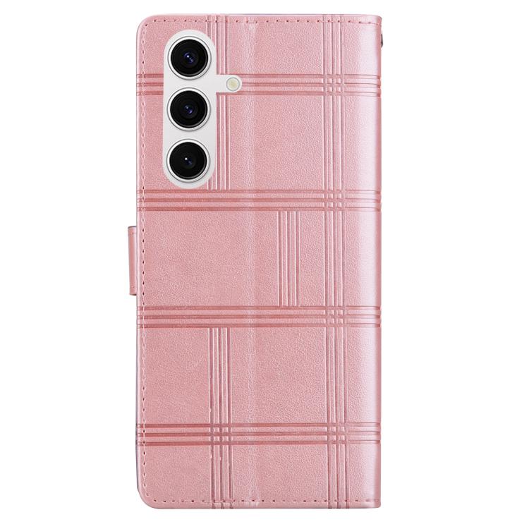 For Samsung Galaxy S25 5G Embossed Checkered Leather Phone Case