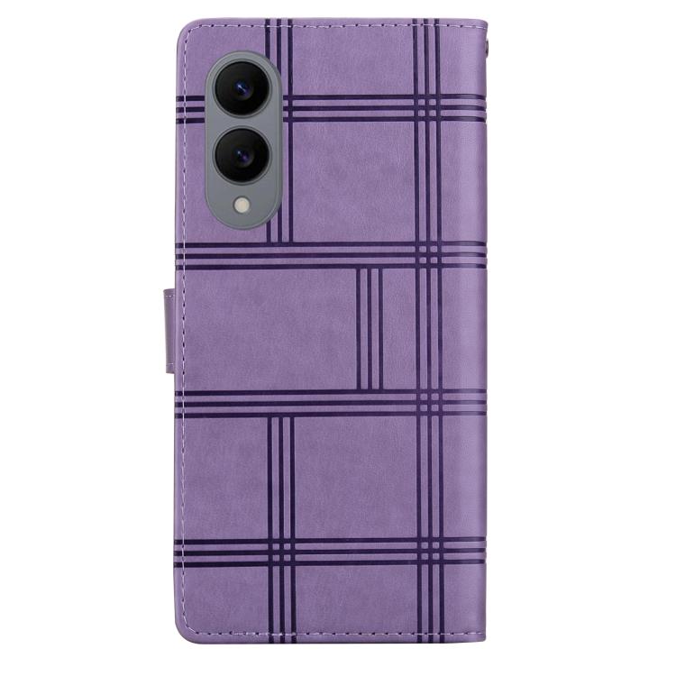 For Samsung Galaxy S25 Edge 5G Embossed Checkered Leather Phone Case