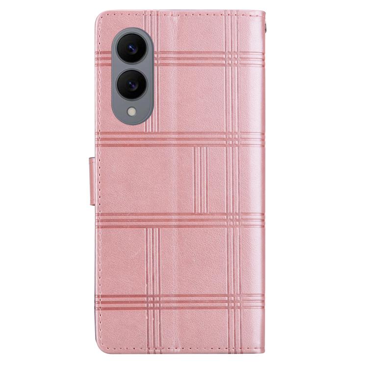 For Samsung Galaxy S25 Edge 5G Embossed Checkered Leather Phone Case