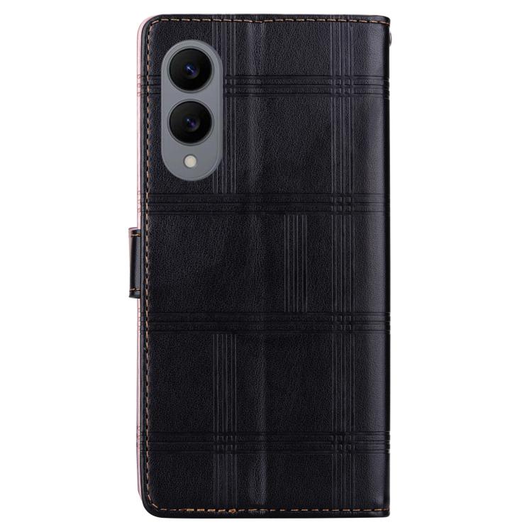 For Samsung Galaxy S25 Edge 5G Embossed Checkered Leather Phone Case