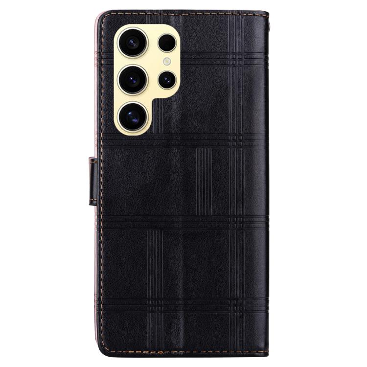 For Samsung Galaxy S22 Ultra 5G Embossed Checkered Leather Phone Case