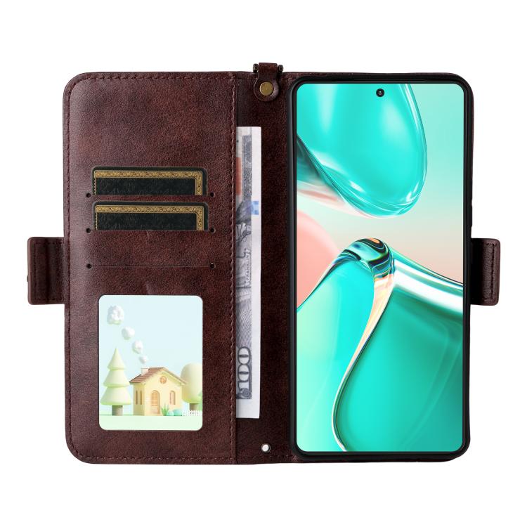 For Asus Zenfone 12 Ultra Multi-card Slots Crossbody Cowhide Leather Phone Case