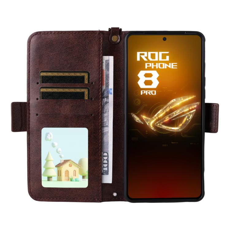 For Asus ROG Phone 8 / 8 Pro Multi-card Slots Crossbody Cowhide Leather Phone Case