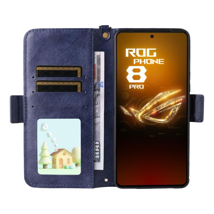 For Asus ROG Phone 8 / 8 Pro Multi-card Slots Crossbody Cowhide Leather Phone Case