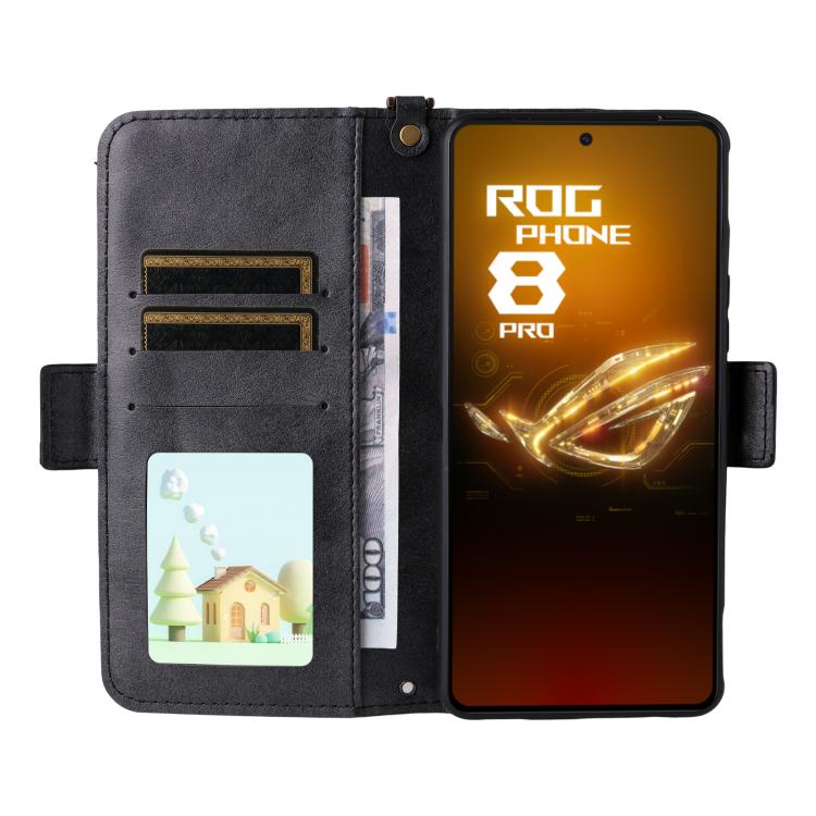 For Asus ROG Phone 8 / 8 Pro Multi-card Slots Crossbody Cowhide Leather Phone Case