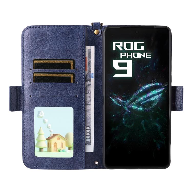 For Asus ROG Phone 9 / 9 Pro Multi-card Slots Crossbody Cowhide Leather Phone Case