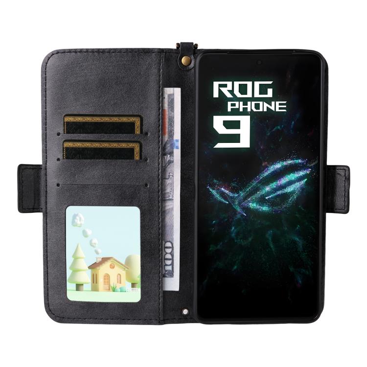 For Asus ROG Phone 9 / 9 Pro Multi-card Slots Crossbody Cowhide Leather Phone Case