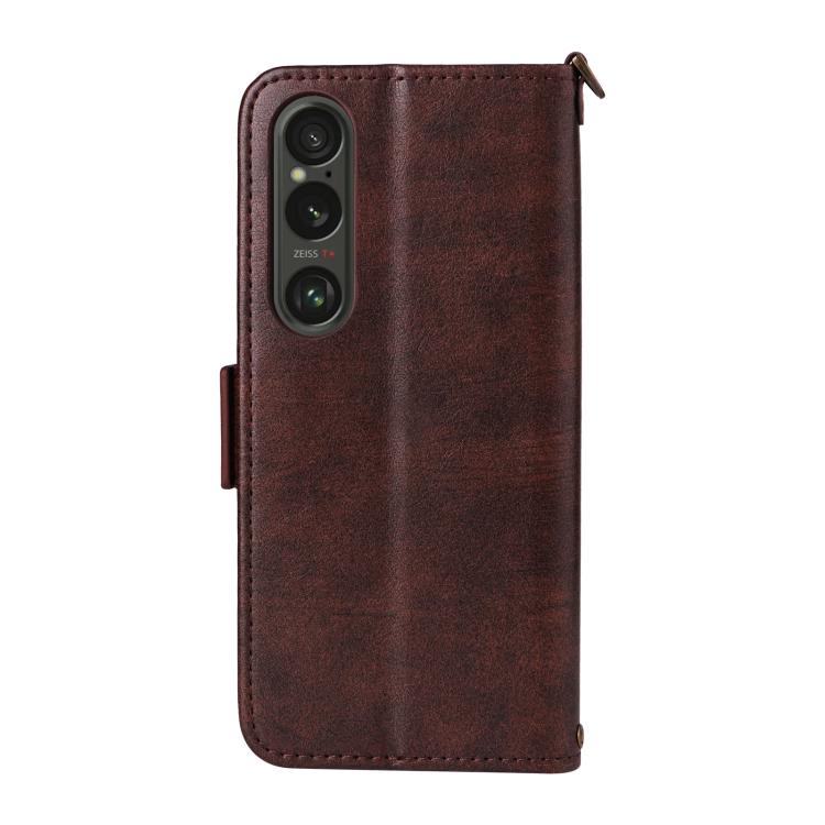 For Sony Xperia 1 VI Multi-card Slots Crossbody Cowhide Leather Phone Case