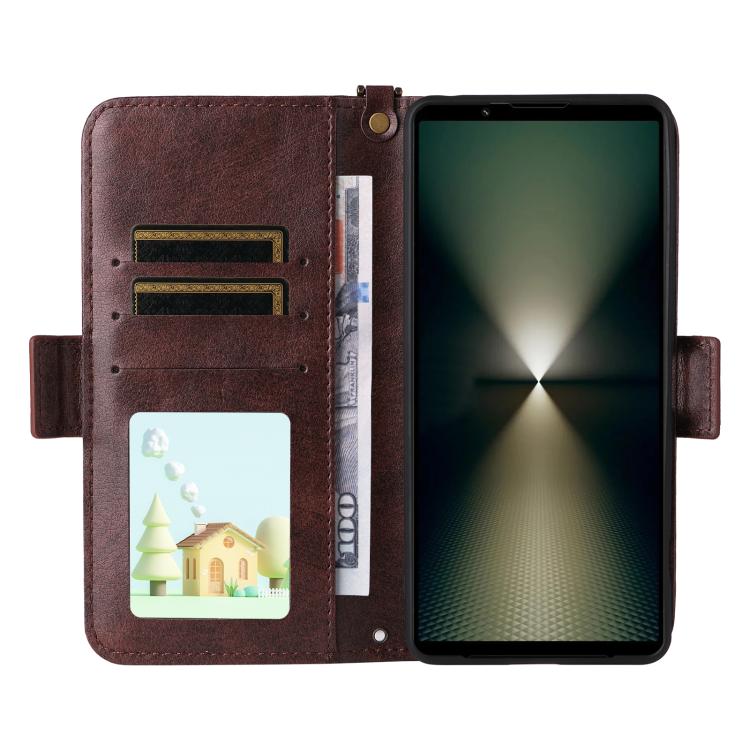 For Sony Xperia 1 VI Multi-card Slots Crossbody Cowhide Leather Phone Case