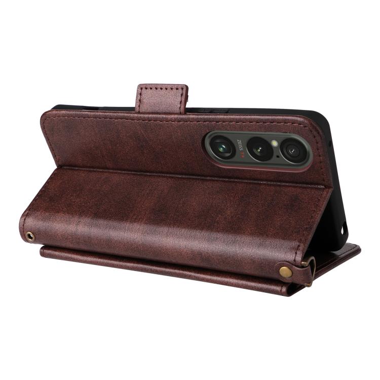 For Sony Xperia 1 VI Multi-card Slots Crossbody Cowhide Leather Phone Case