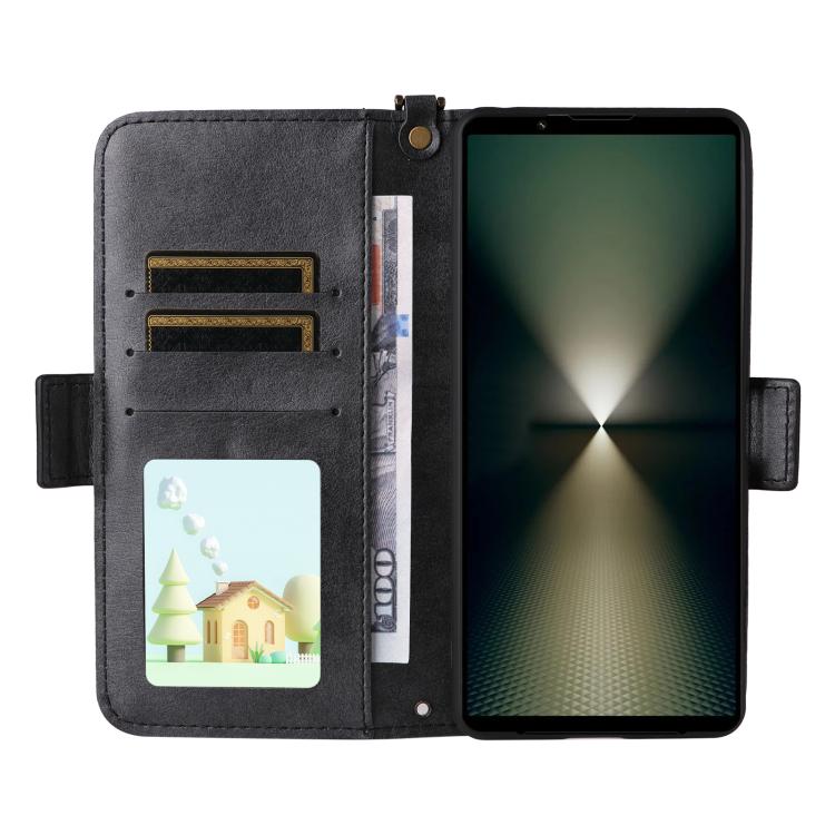 For Sony Xperia 1 VI Multi-card Slots Crossbody Cowhide Leather Phone Case