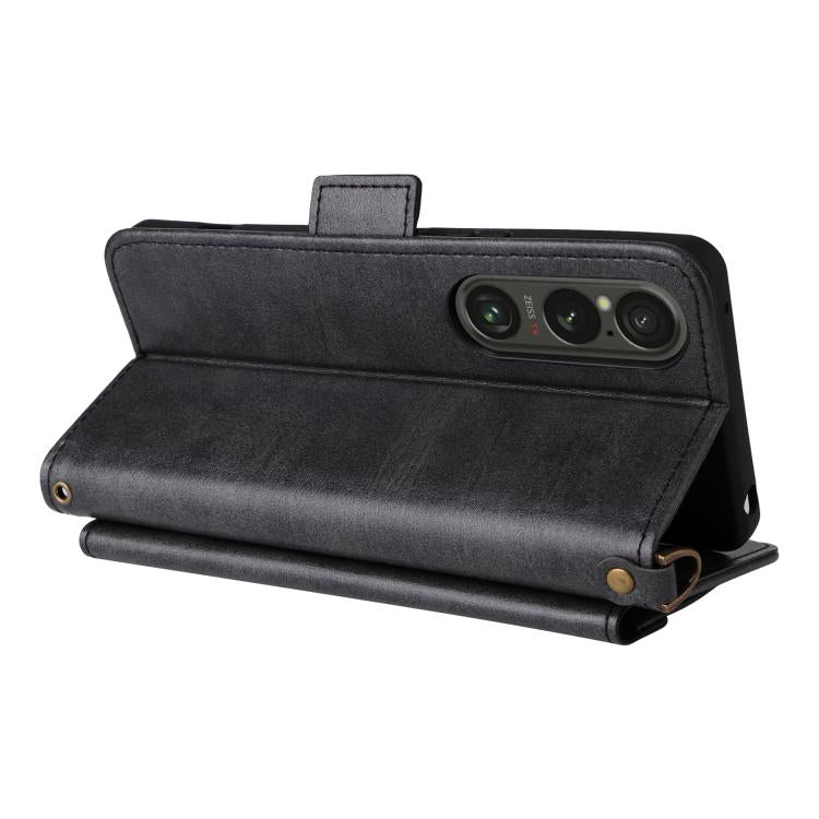 For Sony Xperia 1 VI Multi-card Slots Crossbody Cowhide Leather Phone Case