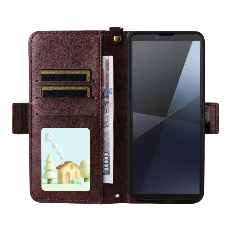For Sony Xperia 10 VI Multi-card Slots Crossbody Cowhide Leather Phone Case