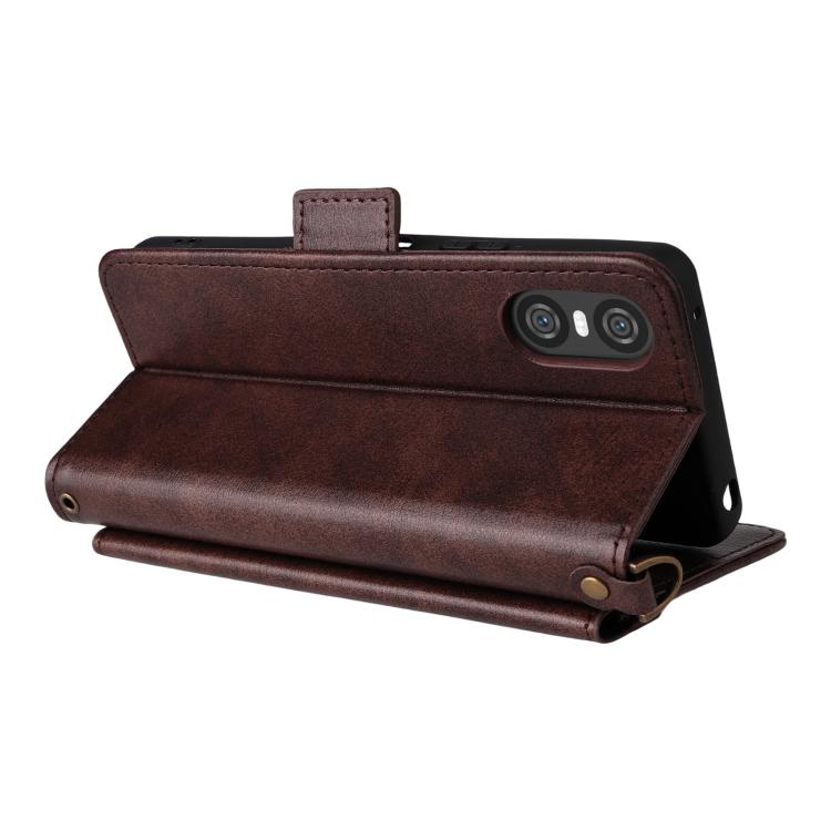 For Sony Xperia 10 VI Multi-card Slots Crossbody Cowhide Leather Phone Case