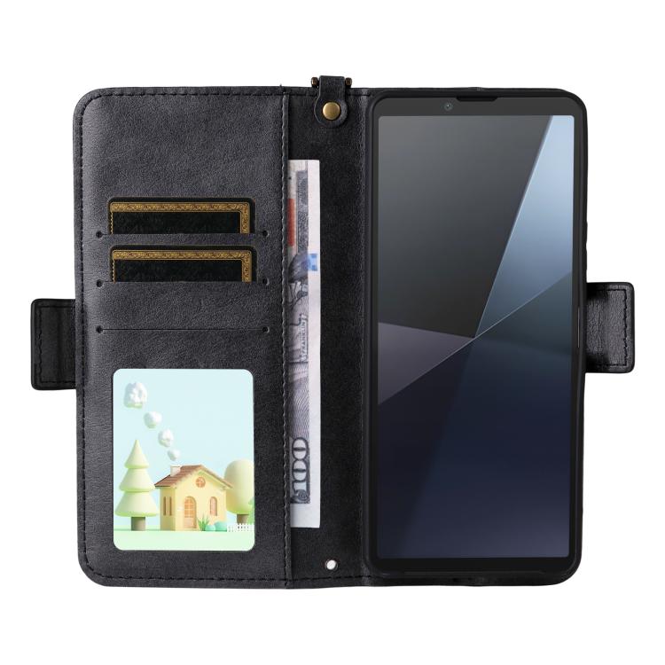 For Sony Xperia 10 VI Multi-card Slots Crossbody Cowhide Leather Phone Case