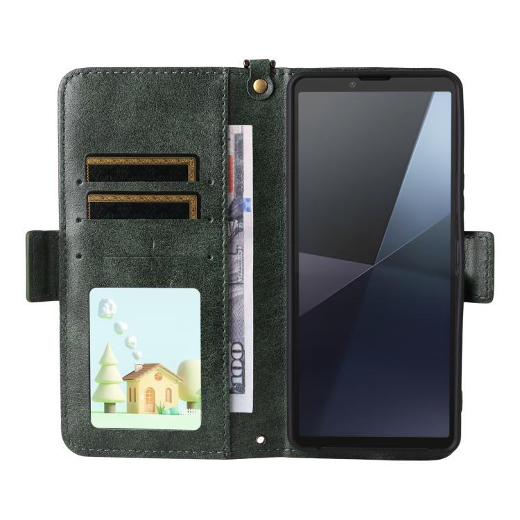 For Sony Xperia 10 VI Multi-card Slots Crossbody Cowhide Leather Phone Case