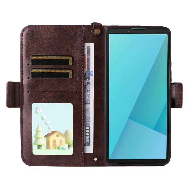 For Sony Xperia 10 VII Multi-card Slots Crossbody Cowhide Leather Phone Case