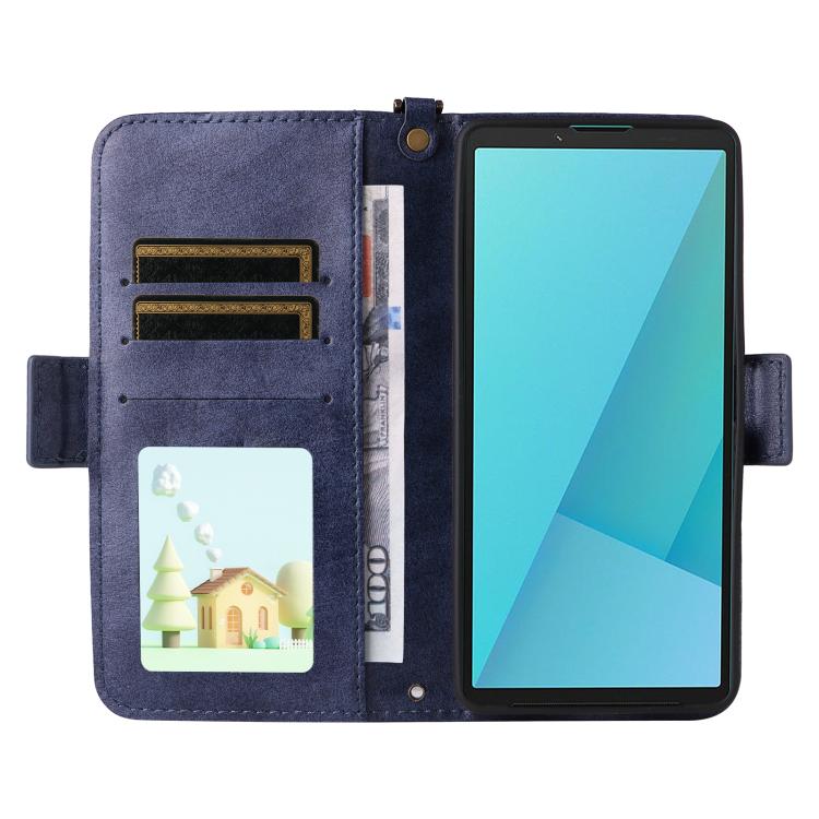 For Sony Xperia 10 VII Multi-card Slots Crossbody Cowhide Leather Phone Case