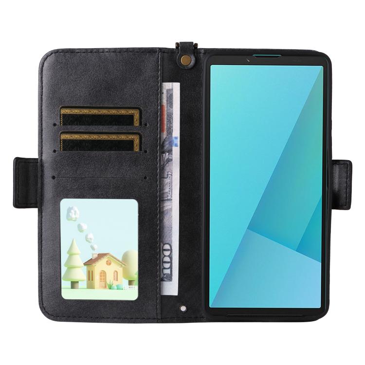 For Sony Xperia 10 VII Multi-card Slots Crossbody Cowhide Leather Phone Case