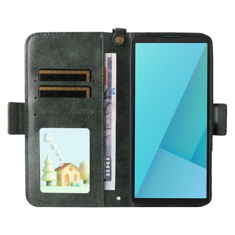 For Sony Xperia 10 VII Multi-card Slots Crossbody Cowhide Leather Phone Case