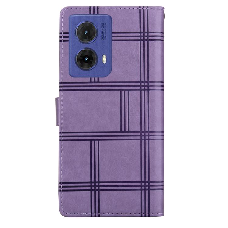 For Motorola Moto G85 5G Embossed Checkered Leather Phone Case