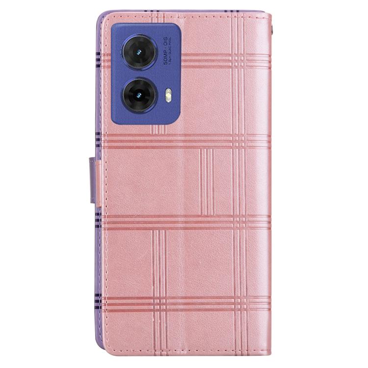 For Motorola Moto G85 5G Embossed Checkered Leather Phone Case