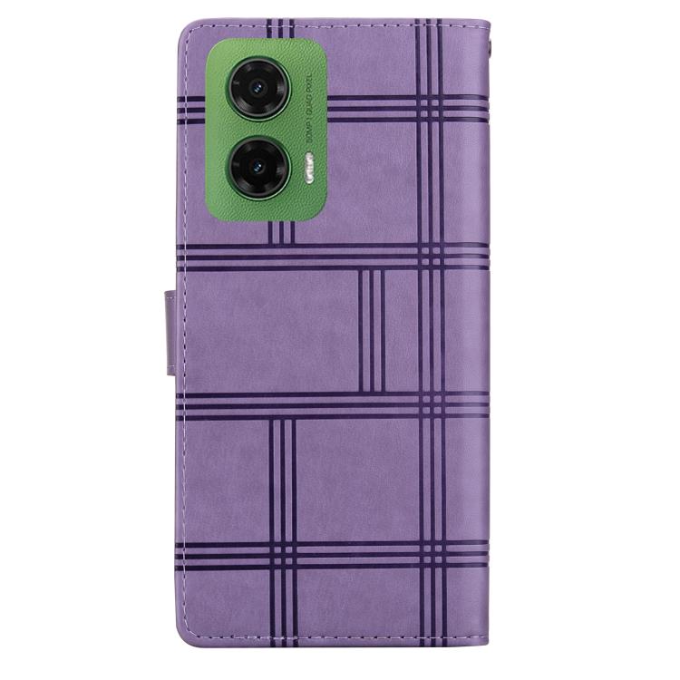 For Motorola Moto G35 Embossed Checkered Leather Phone Case