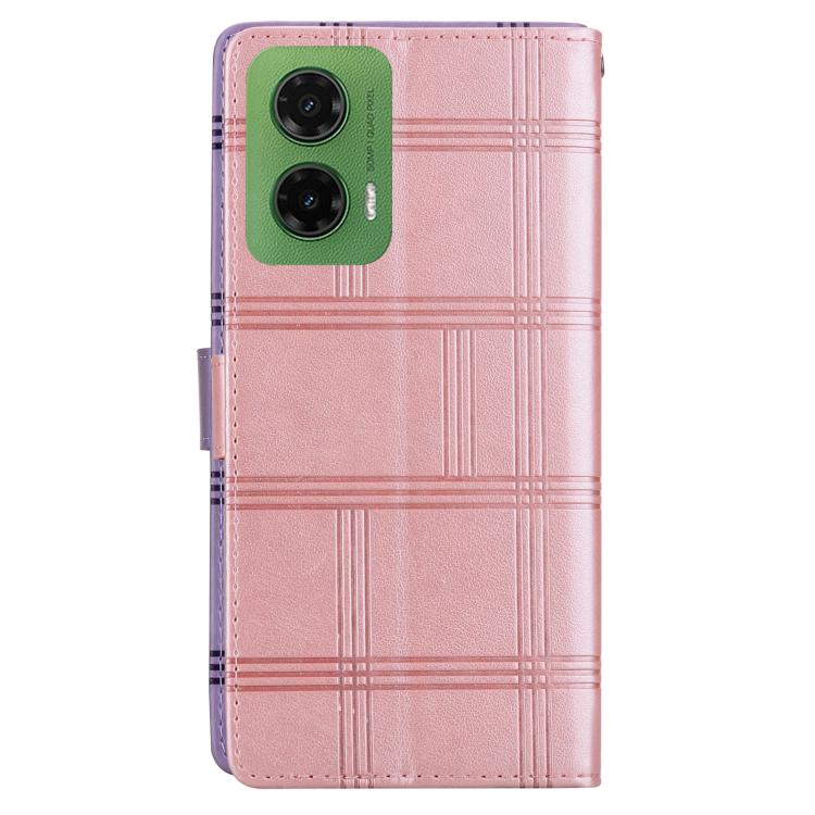 For Motorola Moto G35 Embossed Checkered Leather Phone Case