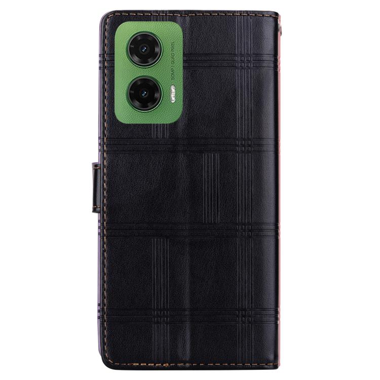 For Motorola Moto G35 Embossed Checkered Leather Phone Case