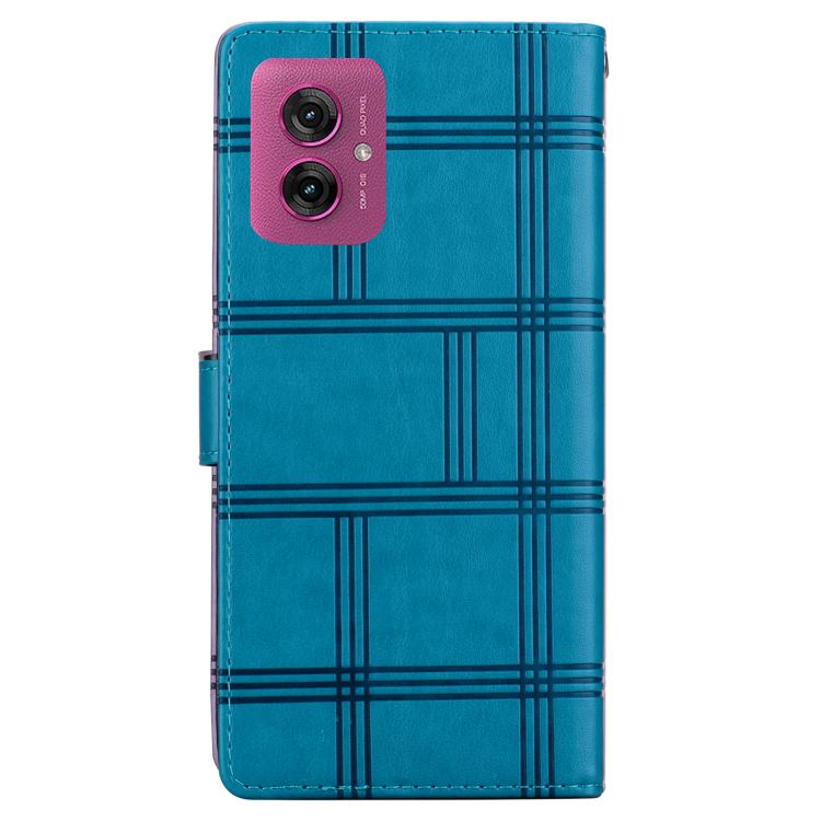 For Motorola Moto G55 Embossed Checkered Leather Phone Case