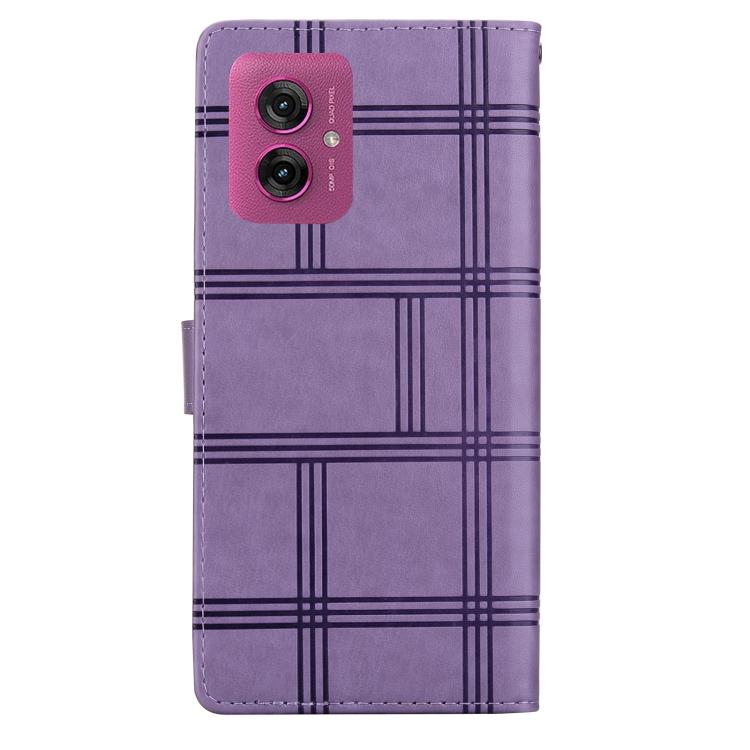 For Motorola Moto G55 Embossed Checkered Leather Phone Case