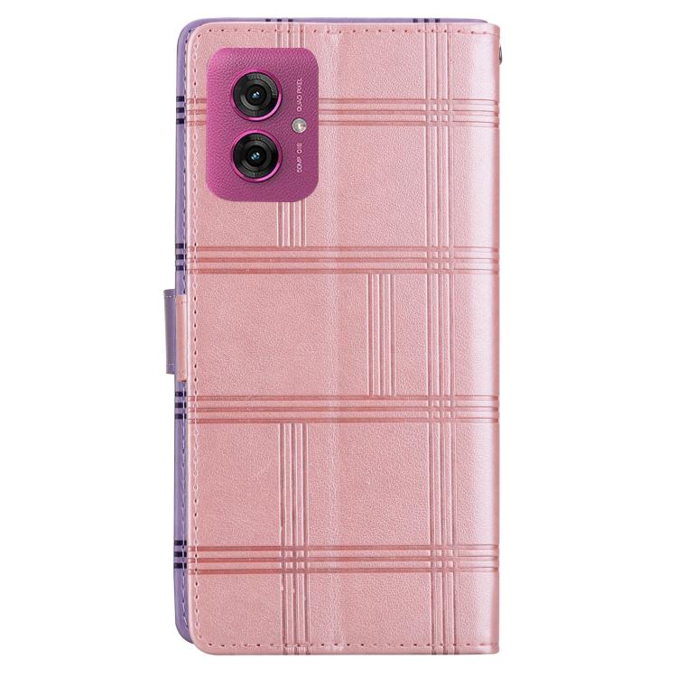 For Motorola Moto G55 Embossed Checkered Leather Phone Case