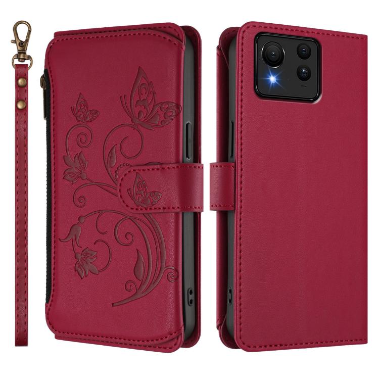 For ASUS Zenfone 11 Ultra Butterfly Love Flower Multi-card Zipper Wallet Leather Phone Case