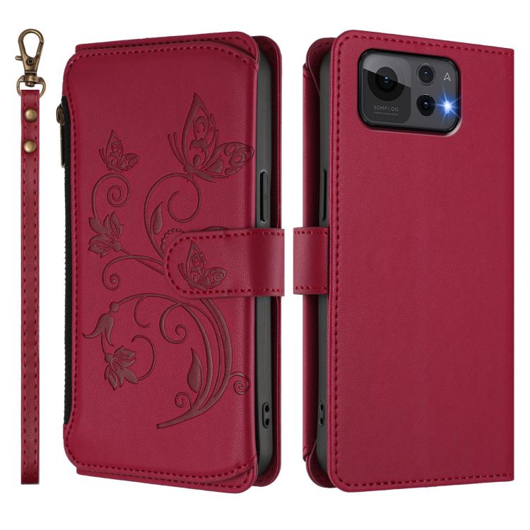 For ASUS Zenfone 12 Ultra Butterfly Love Flower Multi-card Zipper Wallet Leather Phone Case