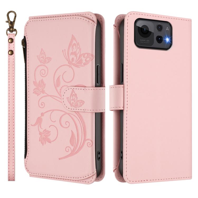 For ASUS Zenfone 12 Ultra Butterfly Love Flower Multi-card Zipper Wallet Leather Phone Case
