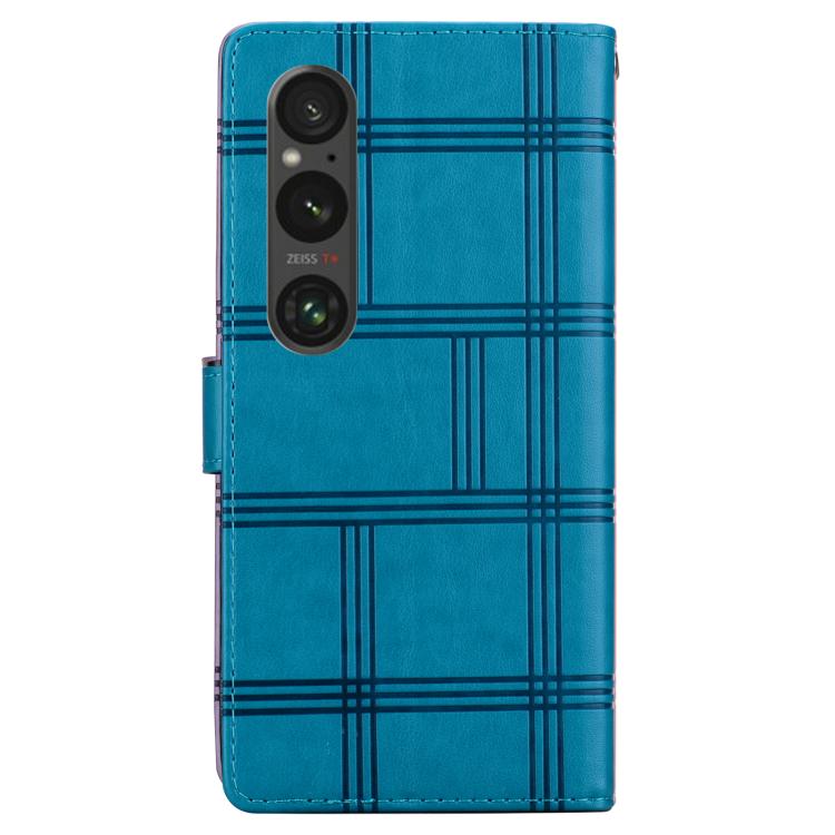 For Sony Xperia 1 VI Embossed Checkered Leather Phone Case