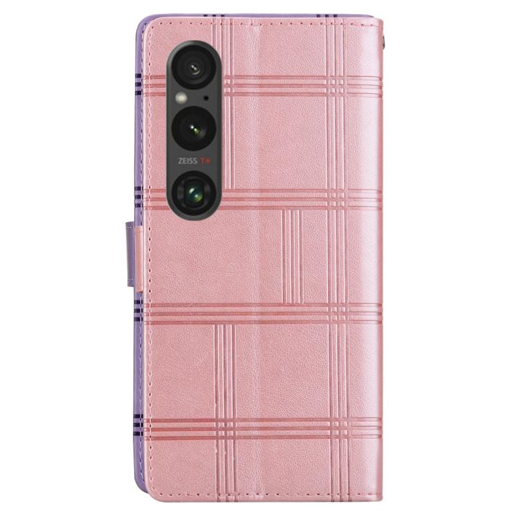 For Sony Xperia 1 VI Embossed Checkered Leather Phone Case