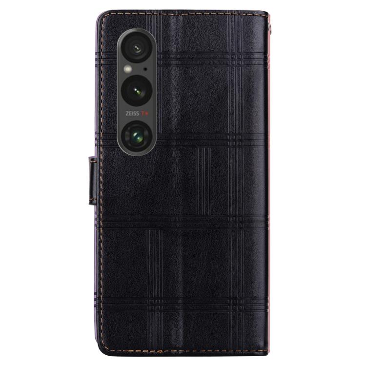 For Sony Xperia 1 VI Embossed Checkered Leather Phone Case