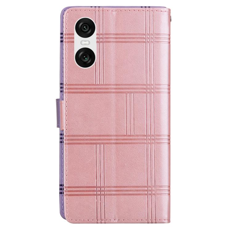 For Sony Xperia 10 VI Embossed Checkered Leather Phone Case