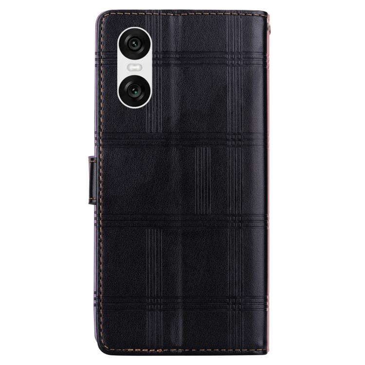 For Sony Xperia 10 VI Embossed Checkered Leather Phone Case