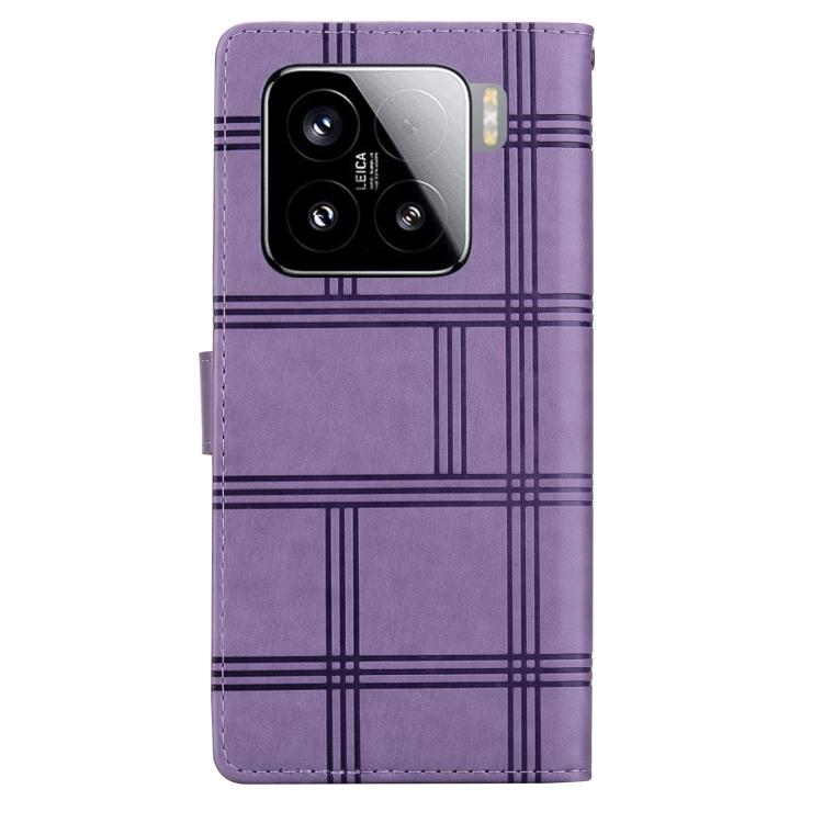 For Xiaomi 15 Embossed Checkered Leather Phone Case
