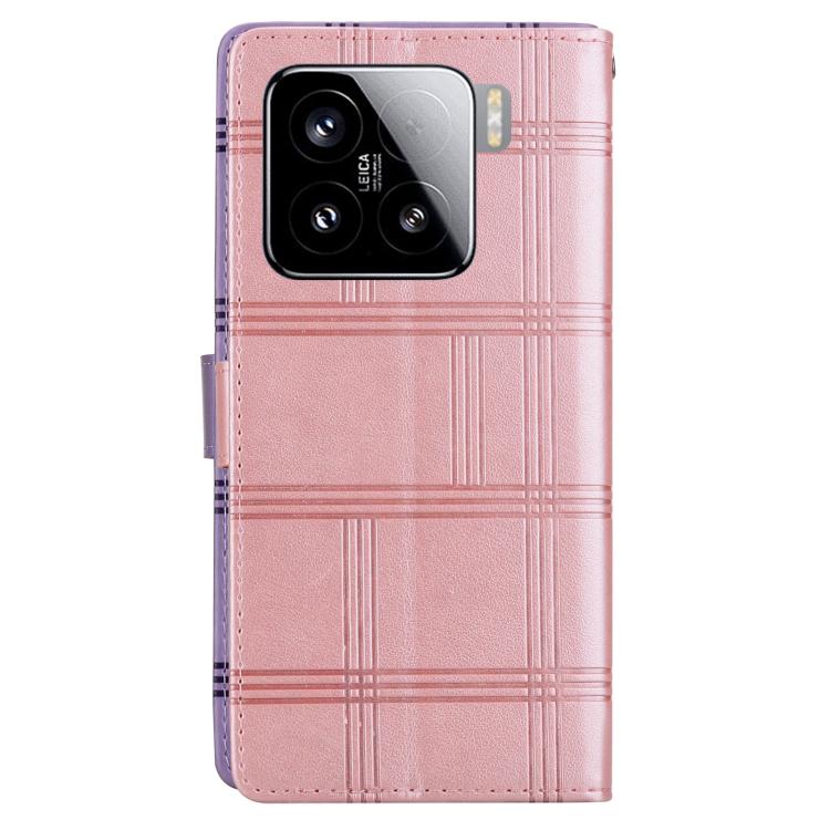 For Xiaomi 15 Embossed Checkered Leather Phone Case
