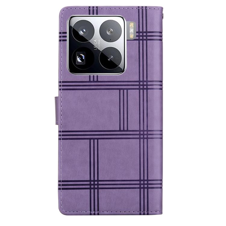 For Xiaomi 15 Pro Embossed Checkered Leather Phone Case
