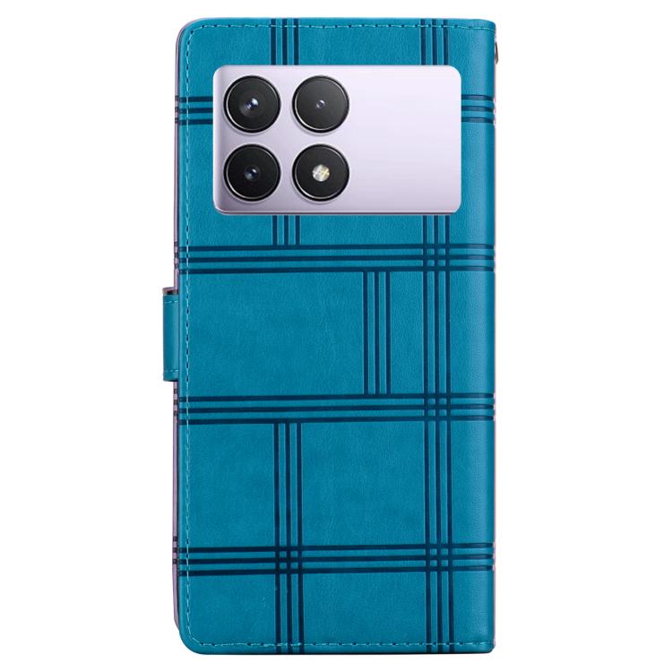For Redmi K70E / Poco X6 Pro Embossed Checkered Leather Phone Case