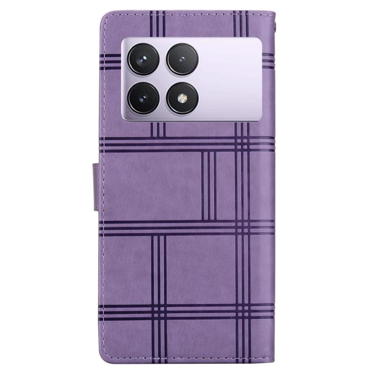For Redmi K70E / Poco X6 Pro Embossed Checkered Leather Phone Case
