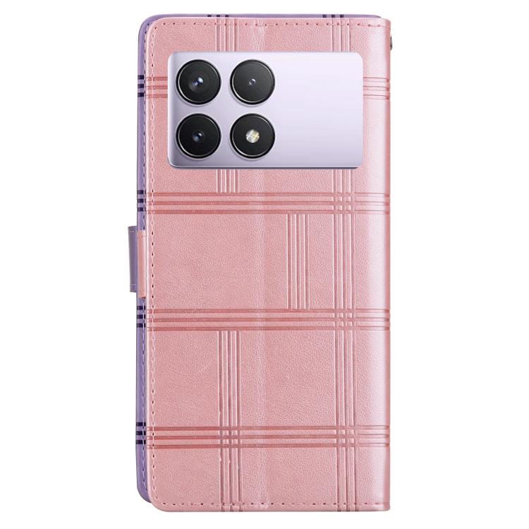 For Redmi K70E / Poco X6 Pro Embossed Checkered Leather Phone Case